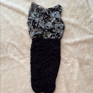 Elegant Black and Gray Floral Women's Dress